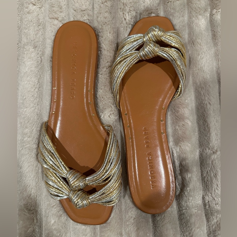Veronica Beard Metallic Gold Sandals